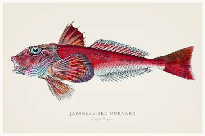 Framed Print : Japanese red gurnard 1856 Framed Print : Japanese red gurnard 1856