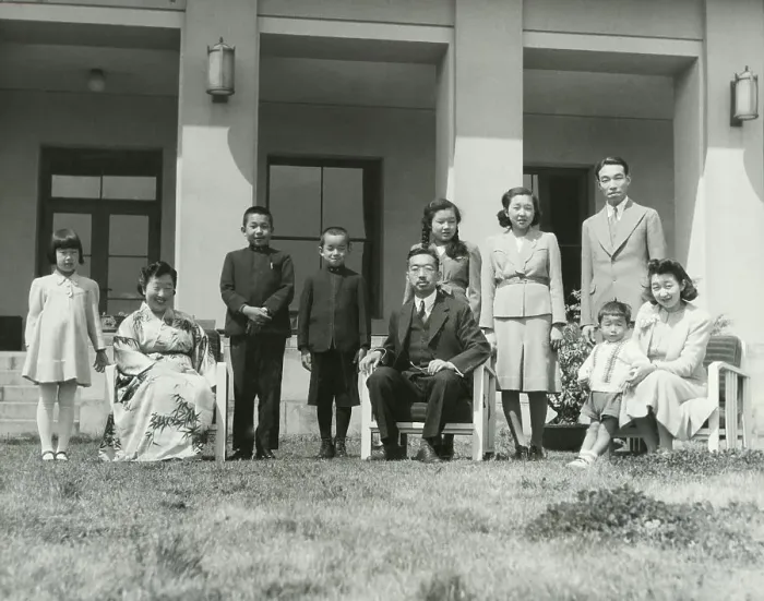 Framed Print : Japanese Royal Family Posed Outside Framed Print : Japanese Royal Family Posed Outside