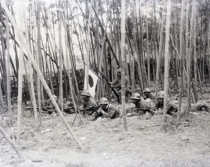 Framed Print : Japanese Soldiers In Forest On Ground