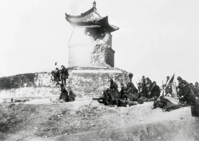 Framed Print : Japanese Soldiers Occupying Position Framed Print : Japanese Soldiers Occupying Position