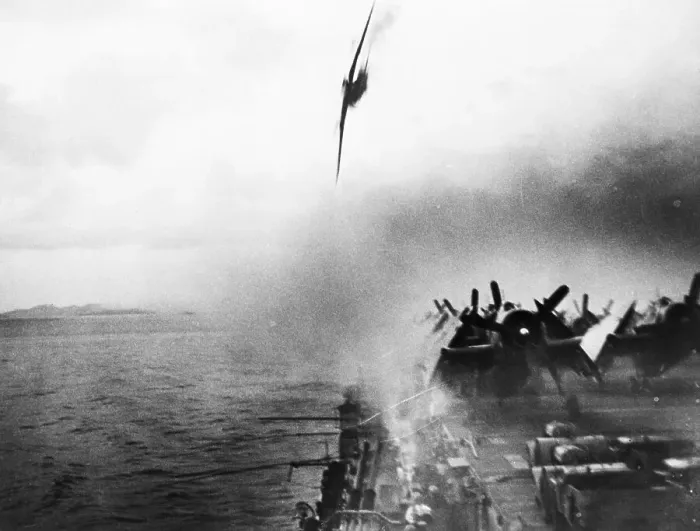 Framed Print : Japanese Suicide Plane Plummets Into Sea Framed Print : Japanese Suicide Plane Plummets Into Sea