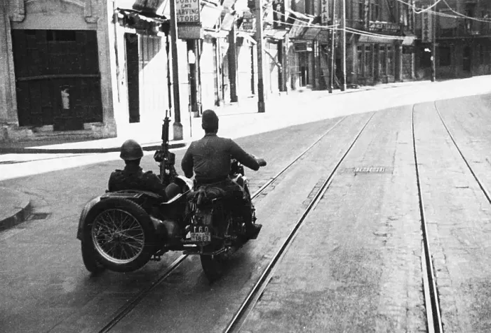 Framed Print : Japanese Troops Riding Motorcycle and Sidecar Combination Through Shanghai Framed Print : Japanese Troops Riding Motorcycle and Sidecar Combination Through Shanghai