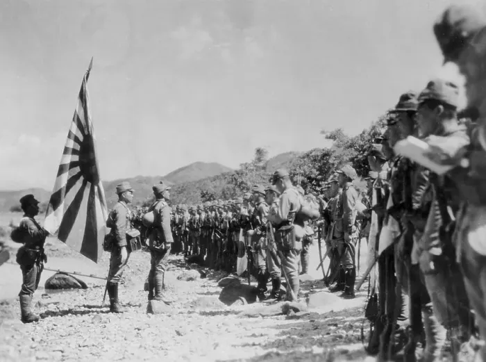 Framed Print : Japanese Troops Stand at Attention