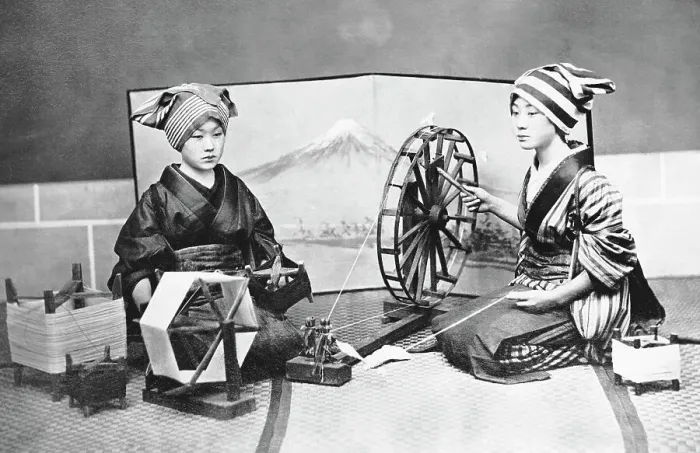 Framed Print : Japanese Women Spinning Framed Print : Japanese Women Spinning