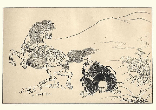 Japanesse Art, The Horseman Unhorsed, by Ittsho