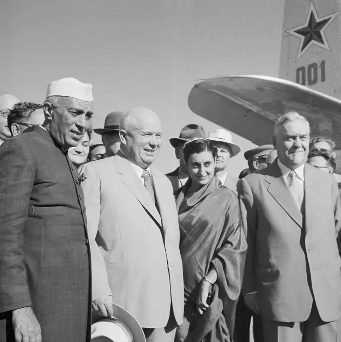 Framed Print : Jawaharlal Nehru and Indira Gandhi with Russian Leaders