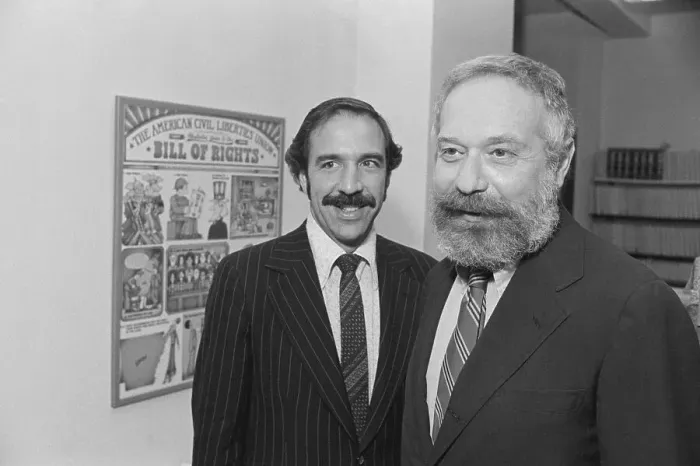 Framed Print : Jay Miller of ACLU with Lawyer David Goldberger Framed Print : Jay Miller of ACLU with Lawyer David Goldberger