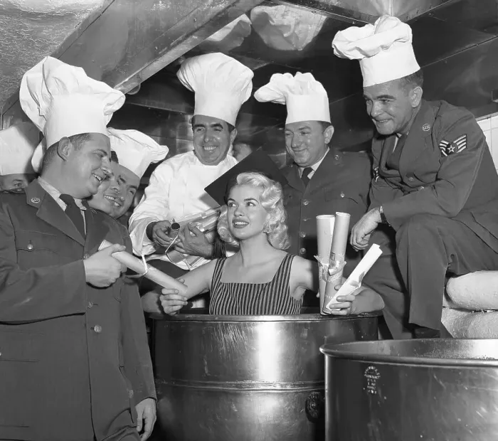 Framed Print : Jayne Mansfield with Army Chefs