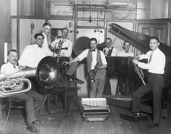 Framed Print : Jazz Band In A Recording Studio Framed Print : Jazz Band In A Recording Studio