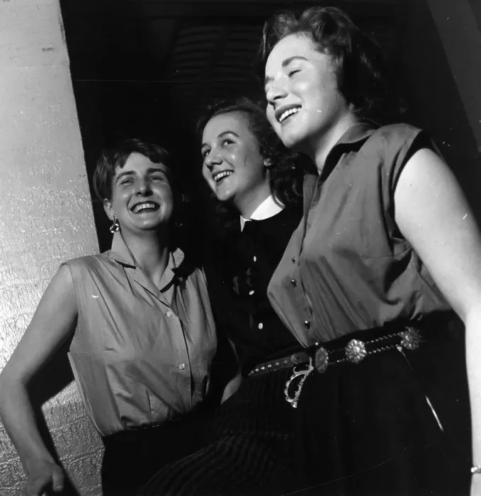 Framed Print : Jazz Fans. 10th July 1954: Female fans of jazz at the Blue Heaven Framed Print : Jazz Fans. 10th July 1954: Female fans of jazz at the Blue Heaven