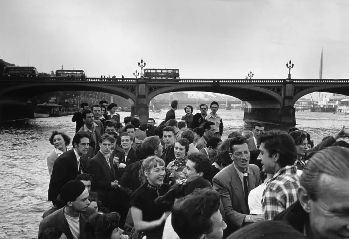 Framed Print : Jazz Trip. 23rd June 1951: Jazz fans on a Thames cruise Framed Print : Jazz Trip. 23rd June 1951: Jazz fans on a Thames cruise