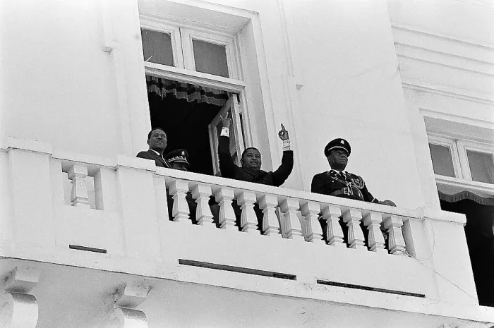 Framed Print : Jean-Claude Duvalier Gestures from a Balcony Framed Print : Jean-Claude Duvalier Gestures from a Balcony