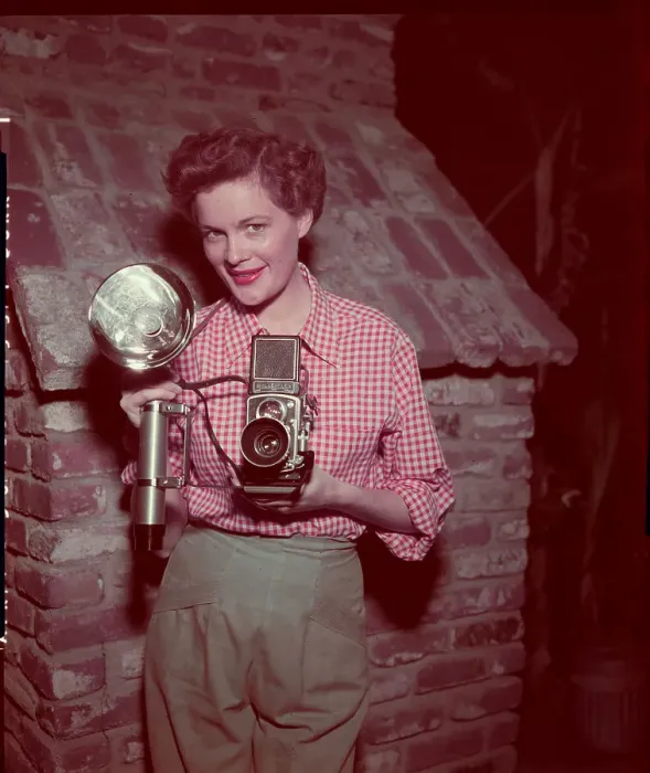 Framed Print : Jean Hagen Holding Camera Framed Print : Jean Hagen Holding Camera