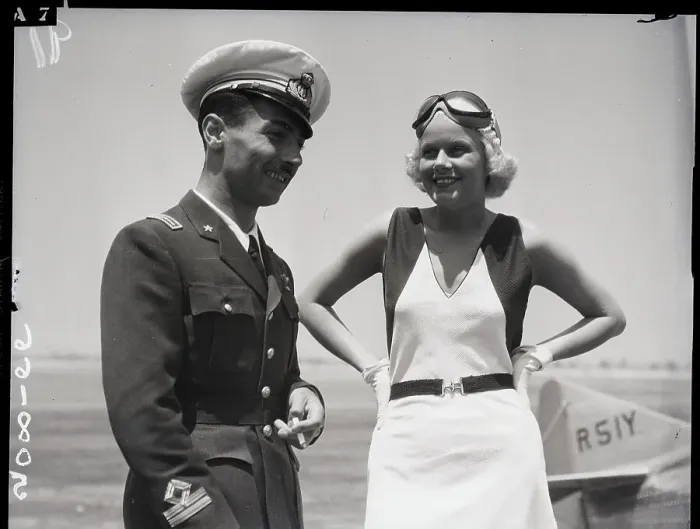 Framed Print : Jean Harlow With Italian Air Man Framed Print : Jean Harlow With Italian Air Man
