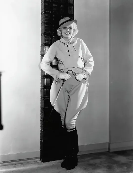 Framed Print : Jean Harlow Modeling Riding Ensemble