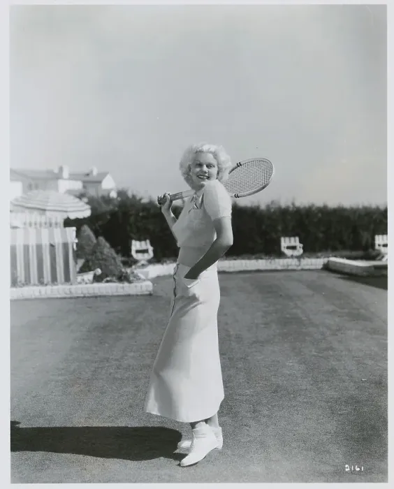 Framed Print : Jean Harlow Posing with Tennis Racket Framed Print : Jean Harlow Posing with Tennis Racket