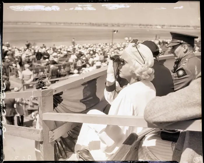 Framed Print : Jean Harlow Watching Air Race Framed Print : Jean Harlow Watching Air Race