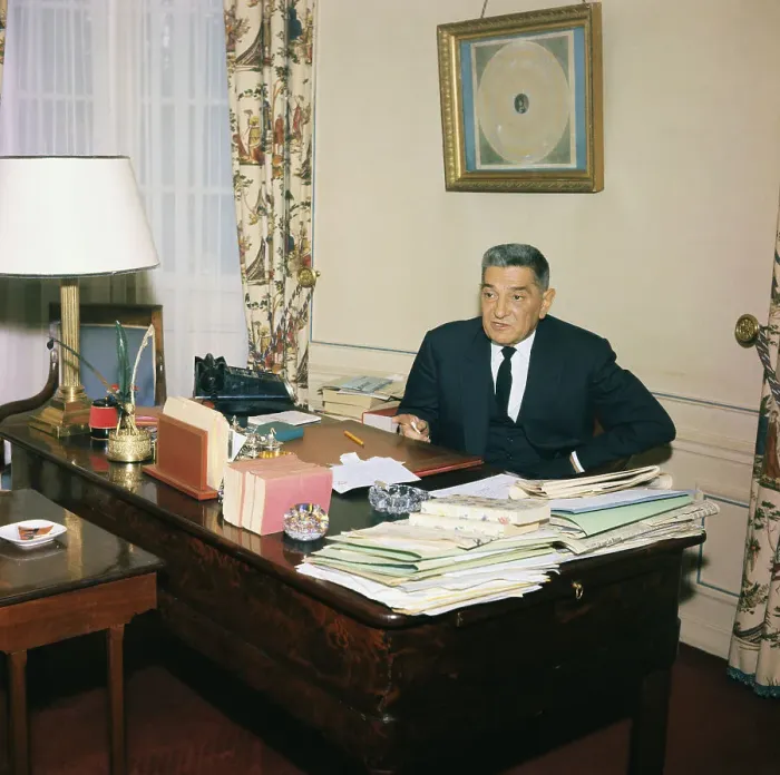 Framed Print : Jean Lecanuet in Office Framed Print : Jean Lecanuet in Office