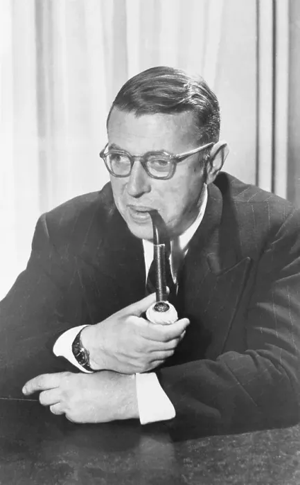 Framed Print : Jean-Paul Sartre Smoking a Pipe Framed Print : Jean-Paul Sartre Smoking a Pipe