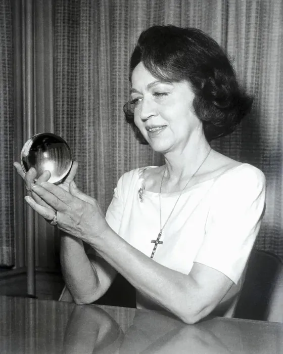 Framed Print : Jeane Dixon Holding a Crystal Ball