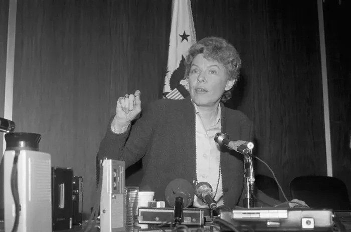 Framed Print : Jeane Kirkpatrick Gives Press Conference Framed Print : Jeane Kirkpatrick Gives Press Conference