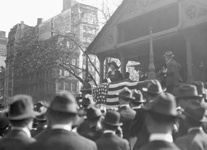Framed Print : Jeanette Rankin Addressing Crowd Framed Print : Jeanette Rankin Addressing Crowd