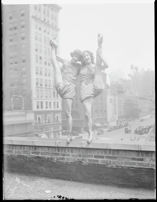 Framed Print : Jeannette Gilmore and Virginia Martin Holding Legs High Framed Print : Jeannette Gilmore and Virginia Martin Holding Legs High