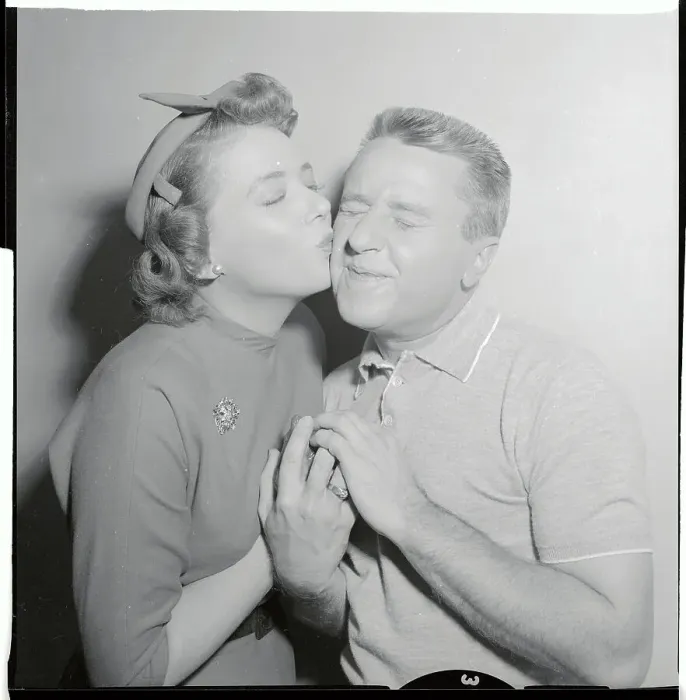 Framed Print : Jeff Donnell Kissing George Gobel