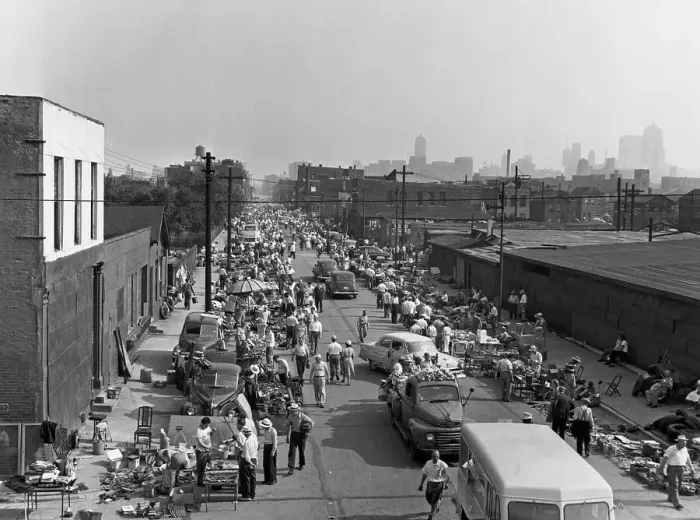 Framed Print : Jefferson Street Flea Market, 1953