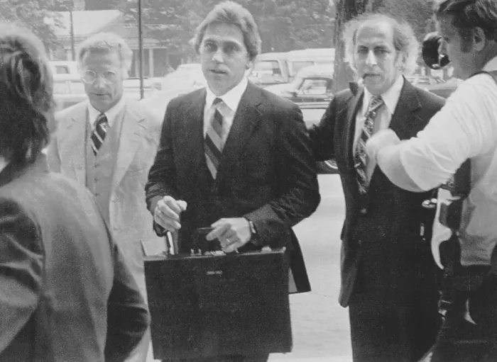 Framed Print : Jeffrey MacDonald Arriving to Courthouse with Attorneys Framed Print : Jeffrey MacDonald Arriving to Courthouse with Attorneys