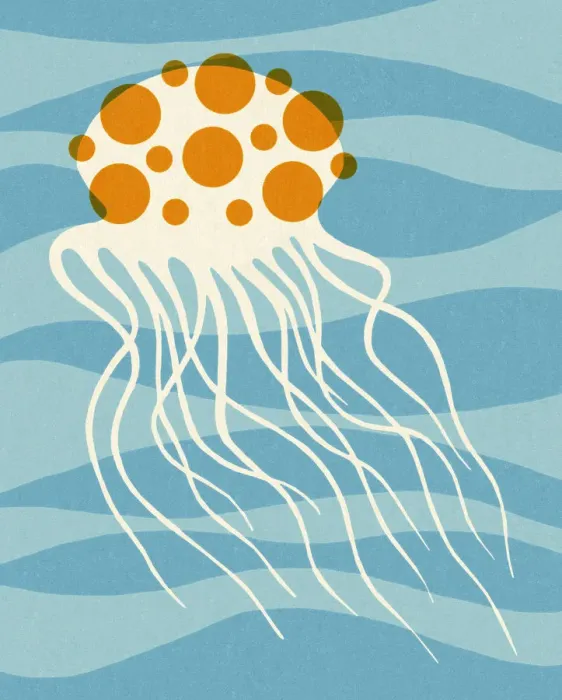 Framed Print : Jellyfish on Blue Background Framed Print : Jellyfish on Blue Background