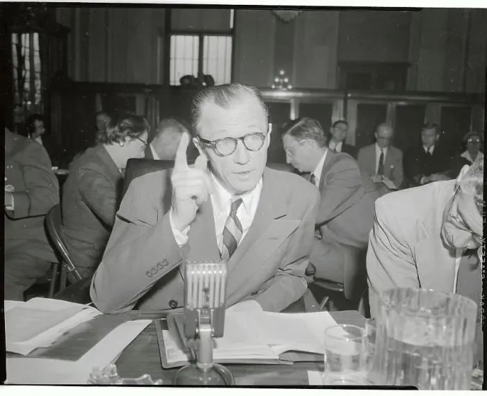 Framed Print : Jerome Fenton Speaking Before a Senate Subcommittee