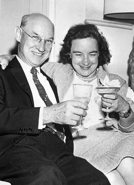 Framed Print : Jerrie Mock Toasting with Her Father Framed Print : Jerrie Mock Toasting with Her Father