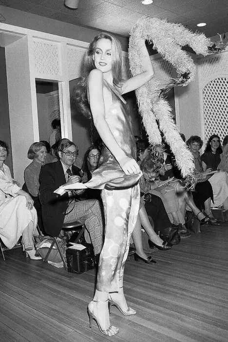 Framed Print : Jerry Hall Modeling Stephen Burrows Framed Print : Jerry Hall Modeling Stephen Burrows