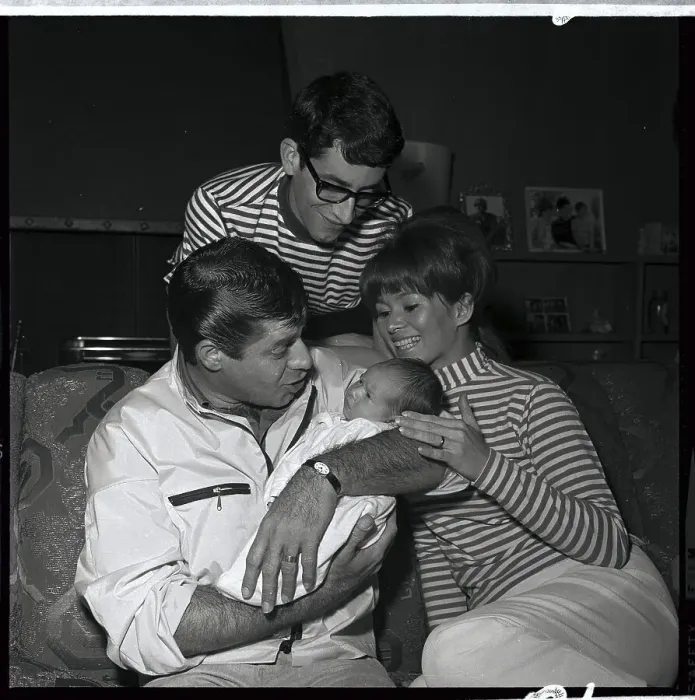 Framed Print : Jerry Lewis Talking to his Grand Baby Framed Print : Jerry Lewis Talking to his Grand Baby