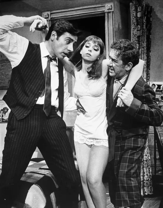 Framed Print : Jerry Orbach and A. Larry Haines Carrying Jill O'Hara