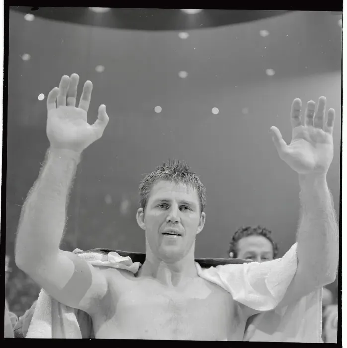 Framed Print : Jerry Quarry Raising Hands in Victory Framed Print : Jerry Quarry Raising Hands in Victory