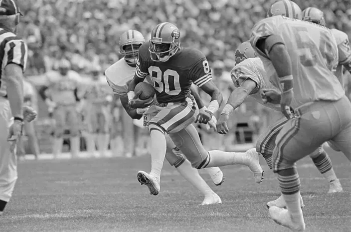 Framed Print : Jerry Rice Running for a Football Framed Print : Jerry Rice Running for a Football