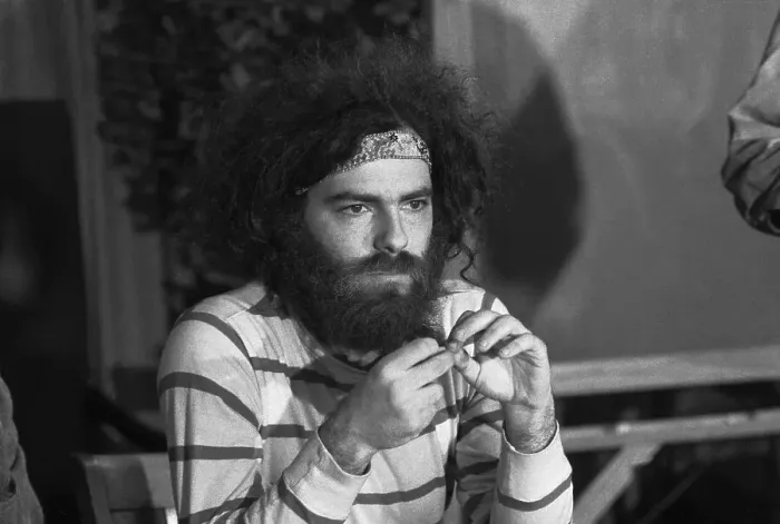 Framed Print : Jerry Rubin Wears Bandana Looks Pensive Framed Print : Jerry Rubin Wears Bandana Looks Pensive