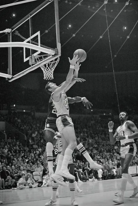 Framed Print : Jerry West Driving Into Basket Framed Print : Jerry West Driving Into Basket