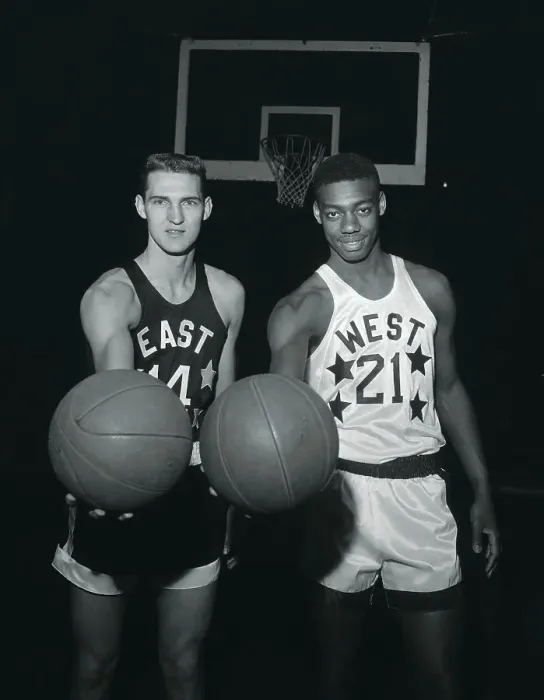 Framed Print : Jerry West and Oscar Robertson Holding Basketball Framed Print : Jerry West and Oscar Robertson Holding Basketball