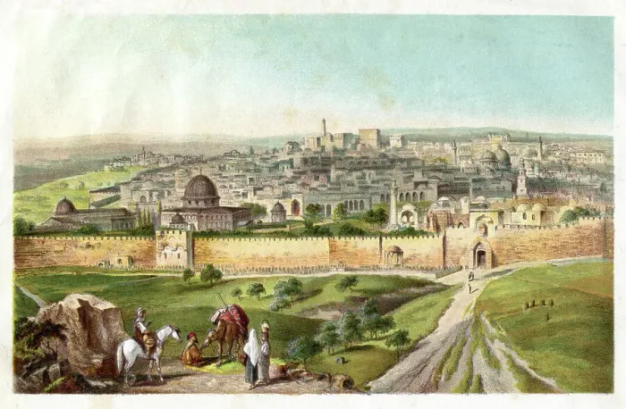 Framed Print : Jerusalem city seen from Mount of Olives 1885 Framed Print : Jerusalem city seen from Mount of Olives 1885