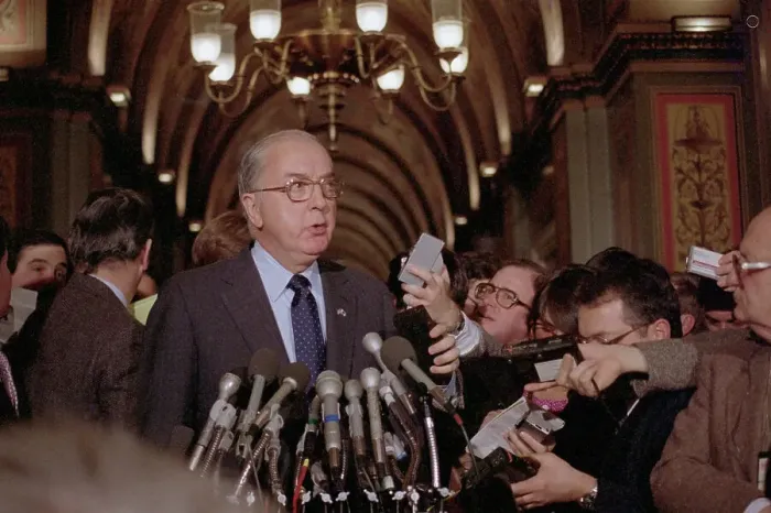 Framed Print : Jesse Helms Addressing the Press
