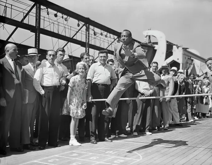 Framed Print : Jesse Owens Jumping Pole On Ship Framed Print : Jesse Owens Jumping Pole On Ship