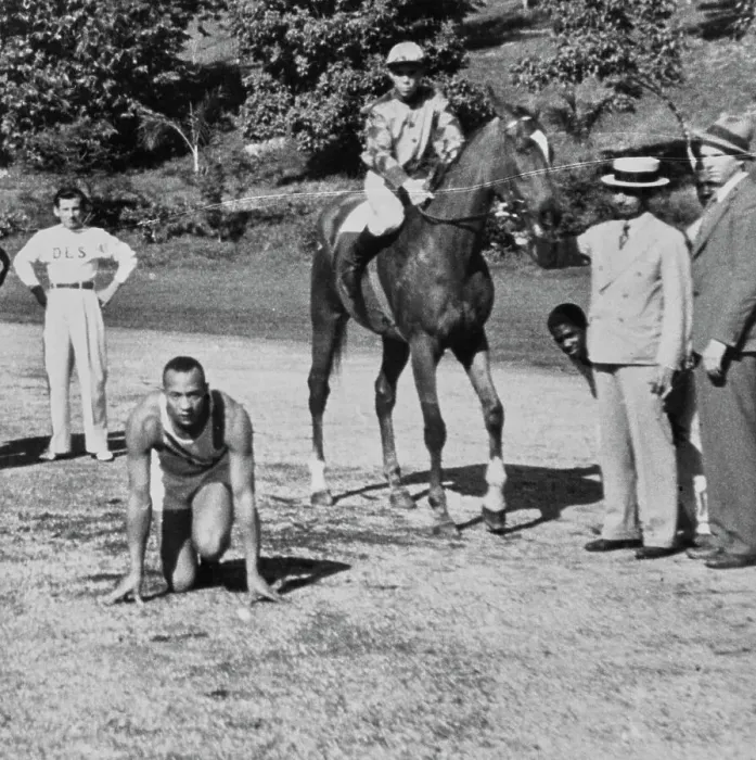 Framed Print : Jesse Owens Races A Horse Framed Print : Jesse Owens Races A Horse