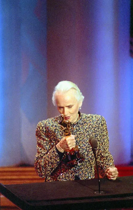 Framed Print : Jessica Tandy Holding Oscar Award in Disbelief Framed Print : Jessica Tandy Holding Oscar Award in Disbelief