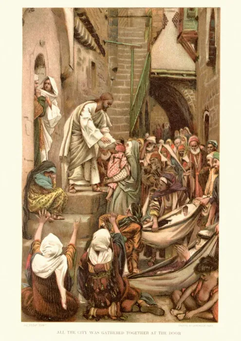 Framed Print : Jesus, All the city was gathered together at the door Framed Print : Jesus, All the city was gathered together at the door