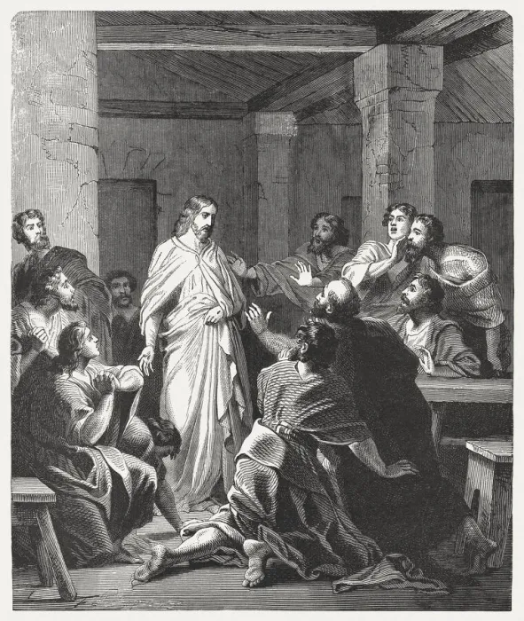 Framed Print : Jesus Appearance to the Disciples (John 20, 19-20), published 1886 Framed Print : Jesus Appearance to the Disciples (John 20, 19-20), published 1886