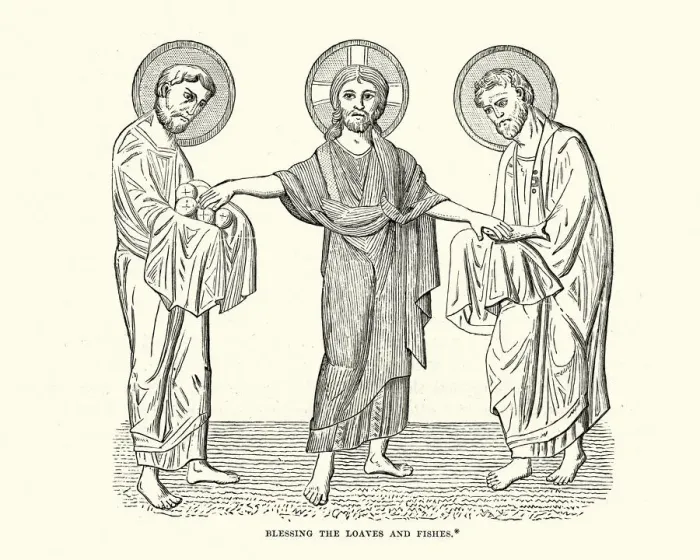 Framed Print : Jesus blessing the loaves and fishes Framed Print : Jesus blessing the loaves and fishes