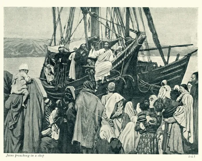 Framed Print : Jesus Christ preaching in a ship Framed Print : Jesus Christ preaching in a ship